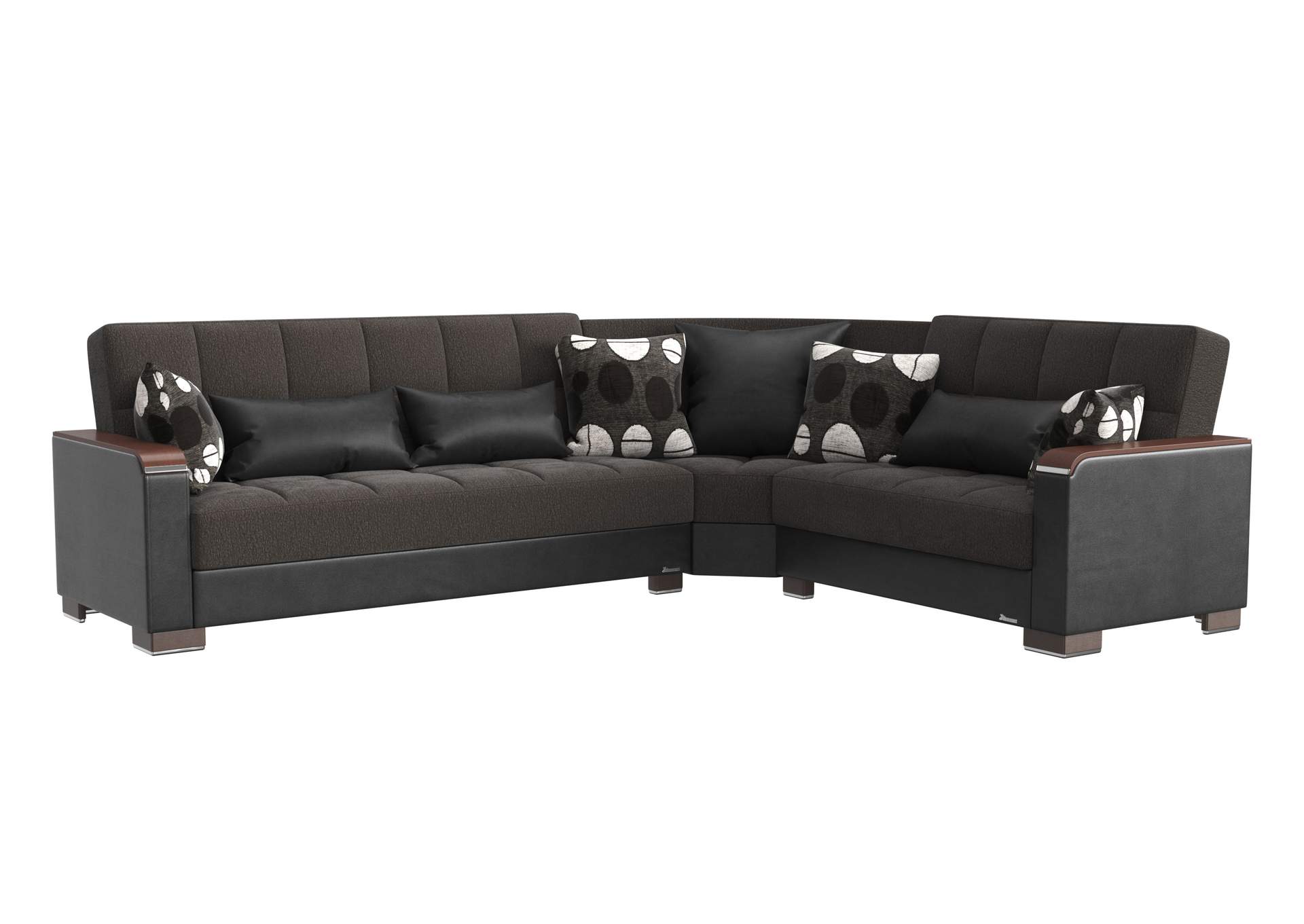 Armada Sectional S+L+W - #318 Dark Gray - Black Pu image 1