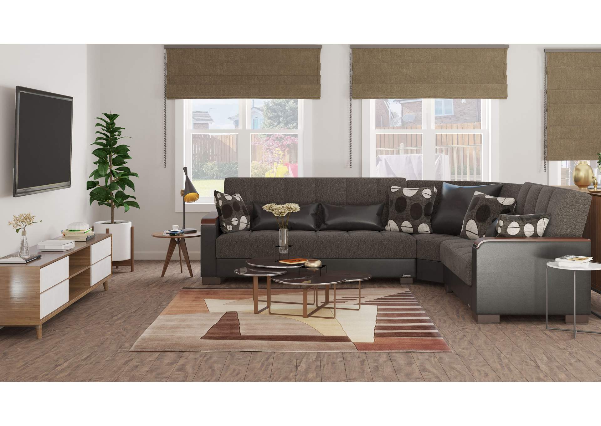 Armada Sectional S+L+W - #318 Dark Gray - Black Pu image 8