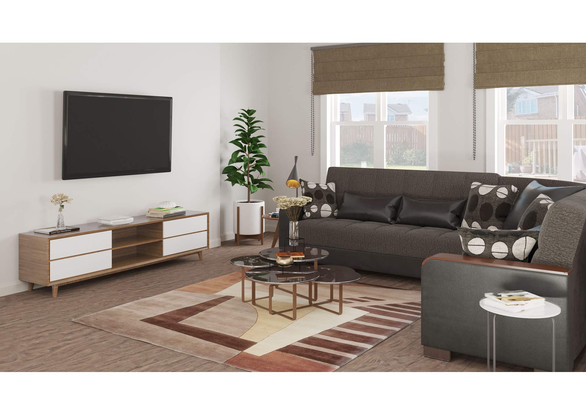 Armada Sectional S+L+W - #318 Dark Gray - Black Pu image 9