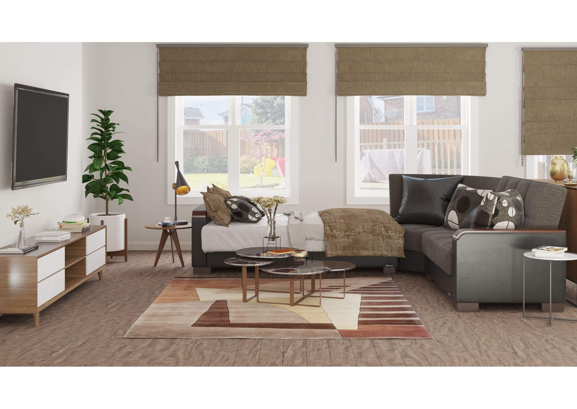 Armada Sectional S+L+W - #318 Dark Gray - Black Pu image 10