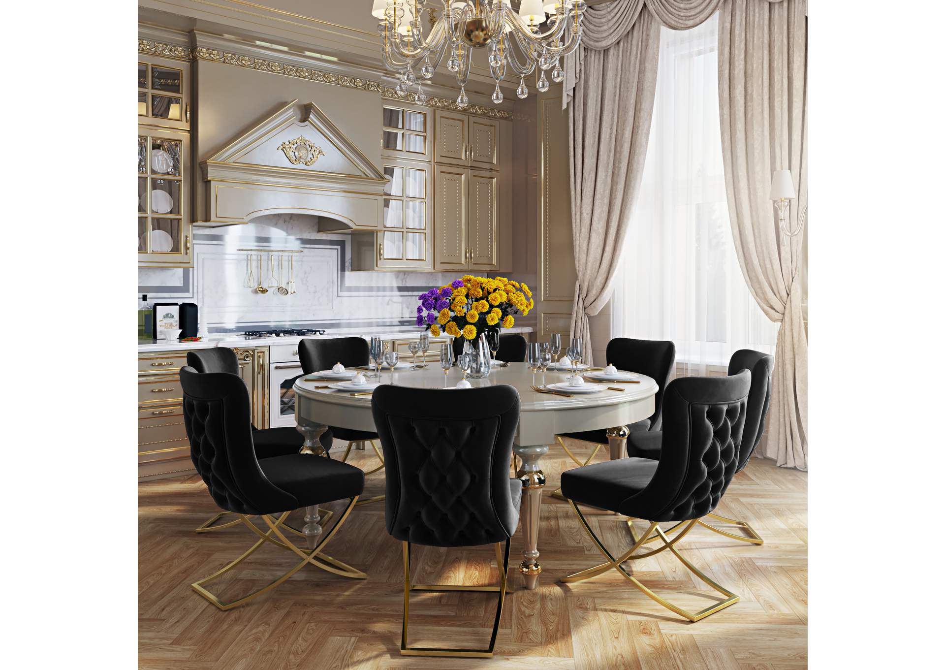 Royal Dining Chair - Black - Gold image 11