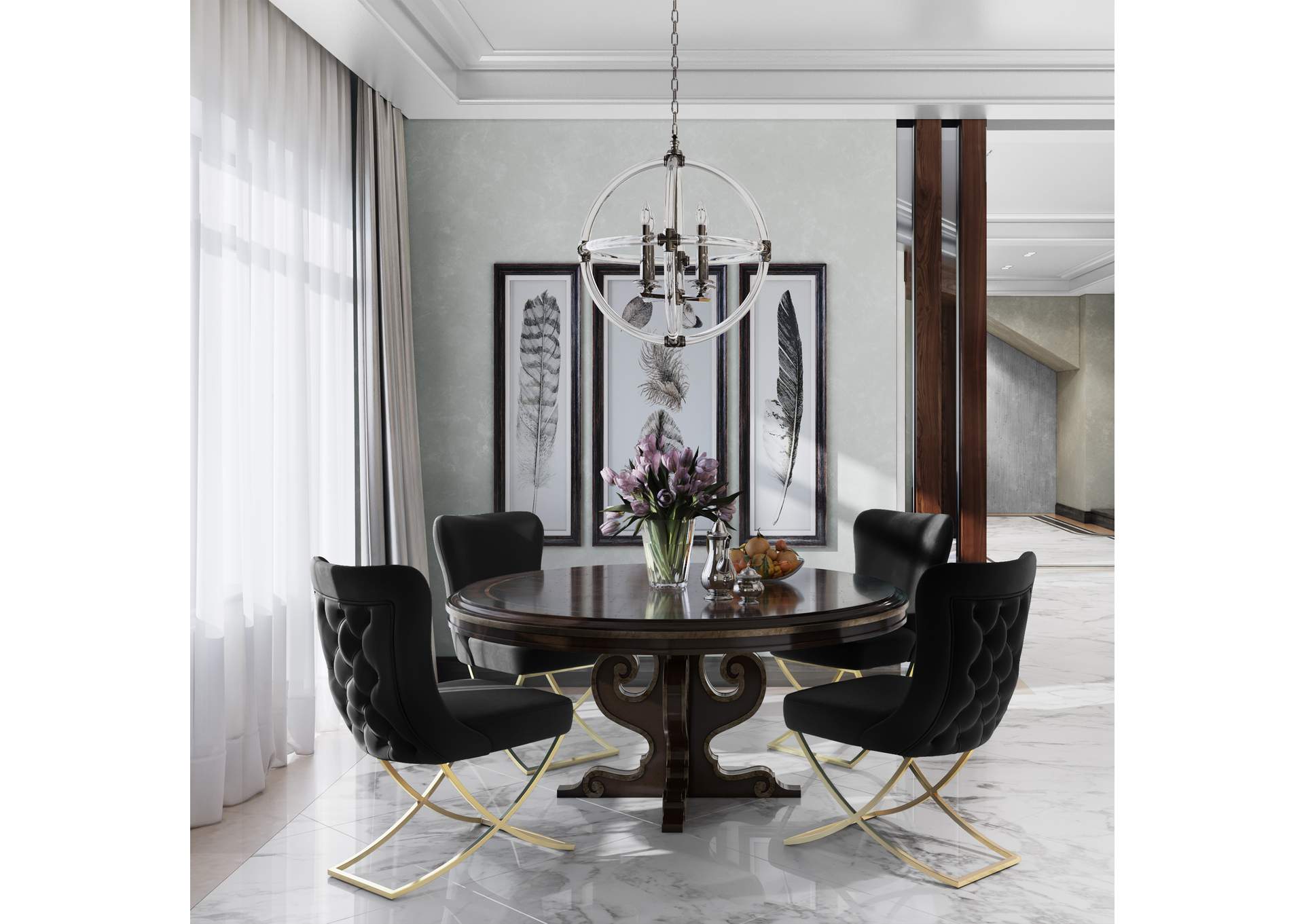 Royal Dining Chair - Black - Gold image 13