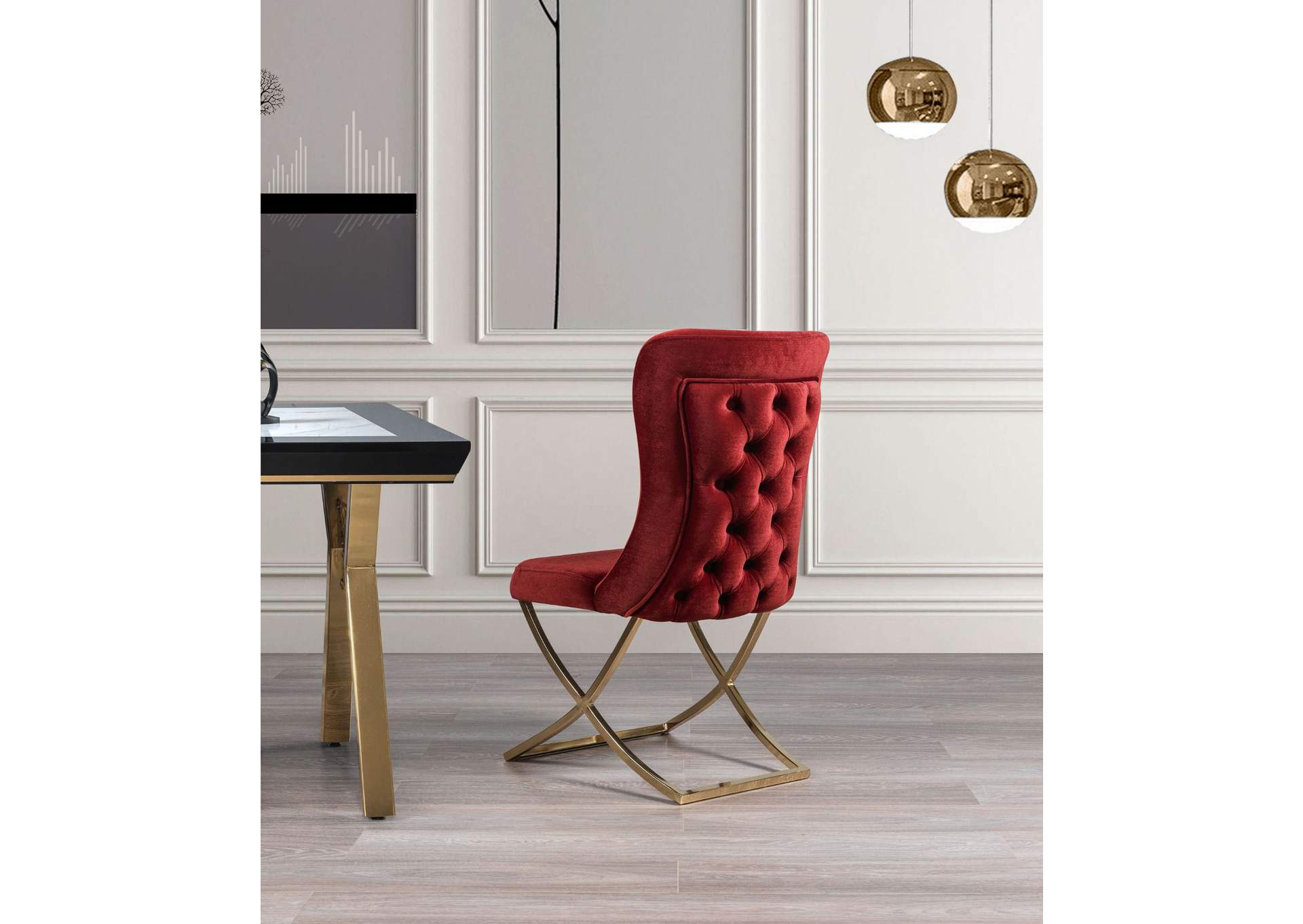Royal Dining Chair - Burgundy - Gold image 1