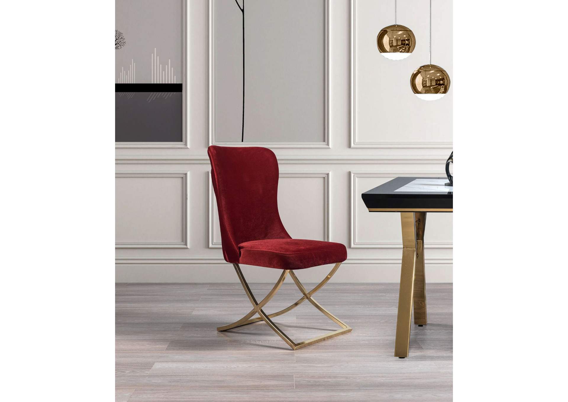 Royal Dining Chair - Burgundy - Gold image 4