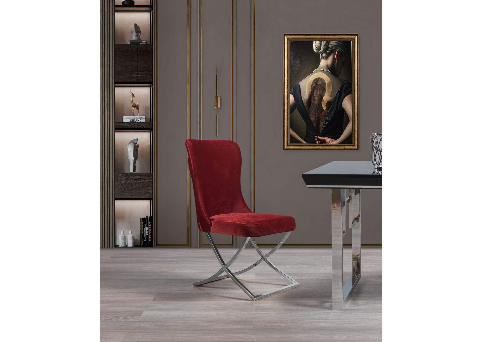 Royal Dining Chair - Burgundy - Silver