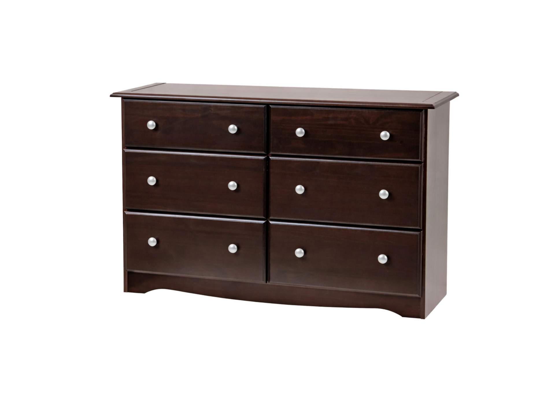 100% Solid Wood 6-Drawer Double Dresser with Metal Knobs image 1