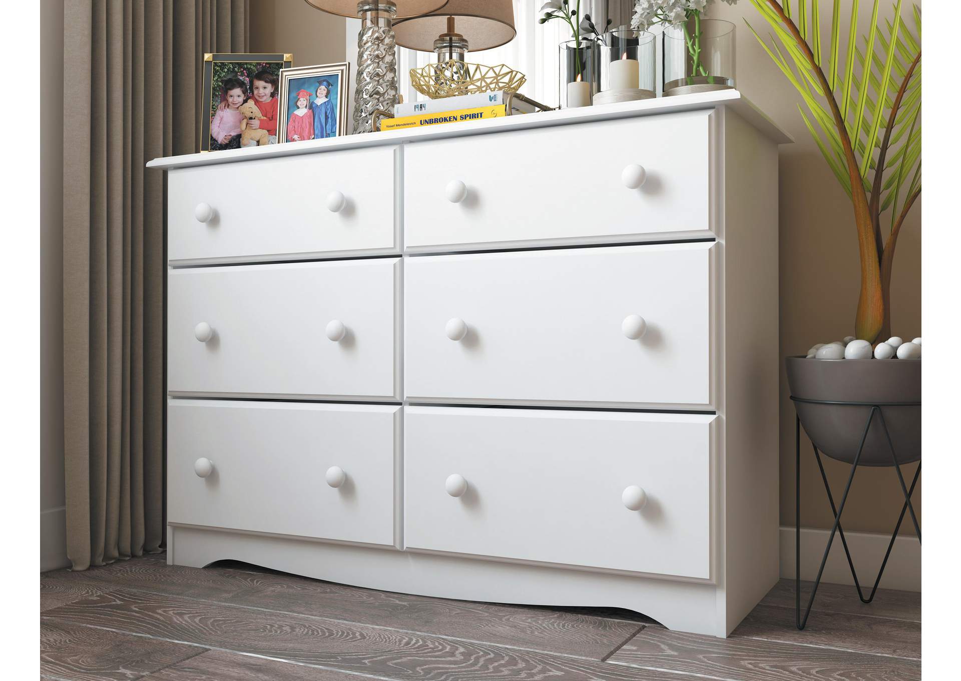 100% Solid Wood 6-Drawer Double Dresser image 3