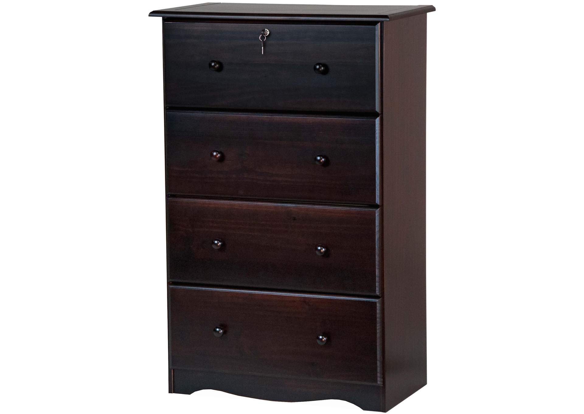 100% Solid Wood 4-Jumbo Drawer Chest with Lock image 1