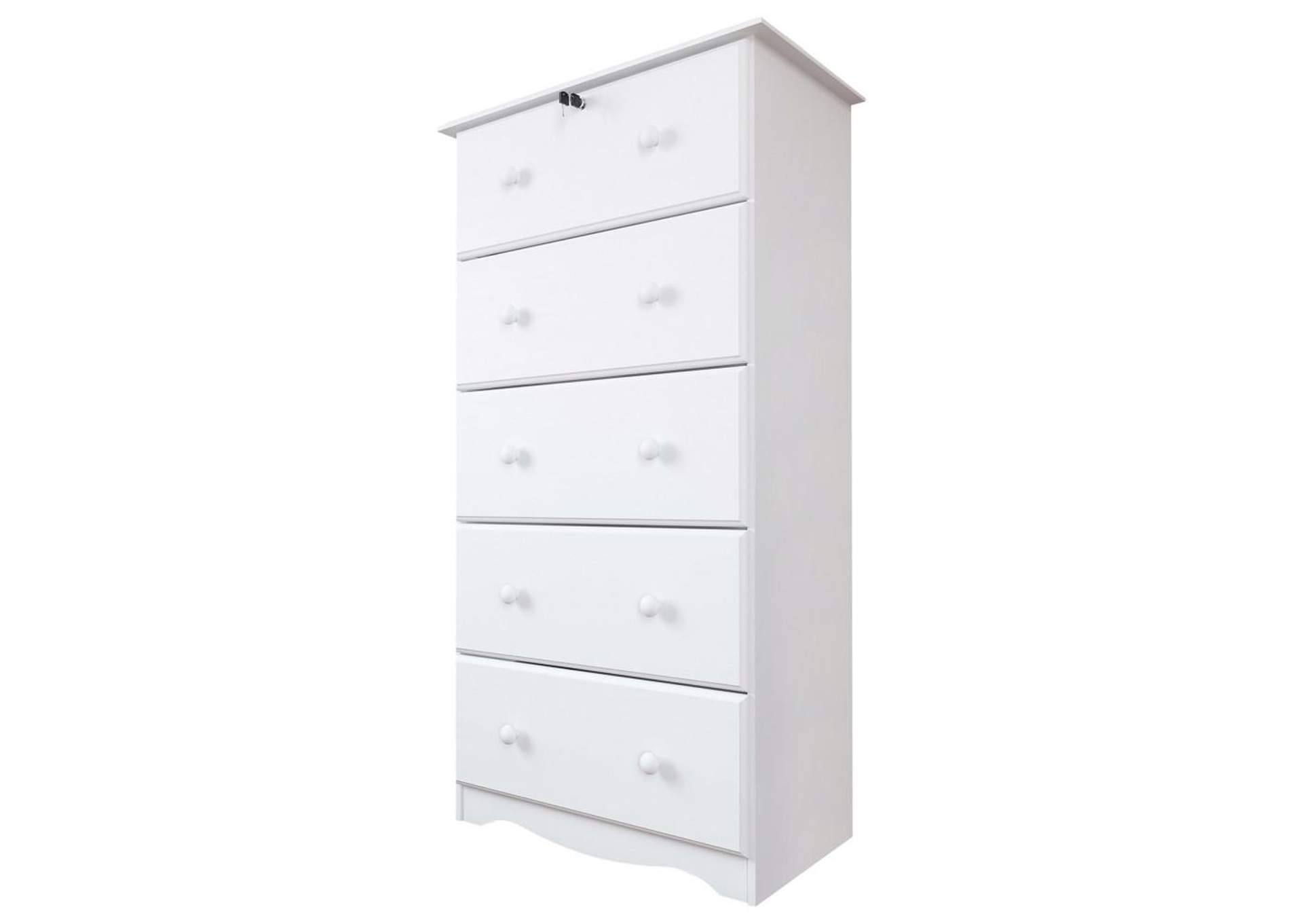 100% Solid Wood 5-Jumbo Drawer Chest with Lock image 1