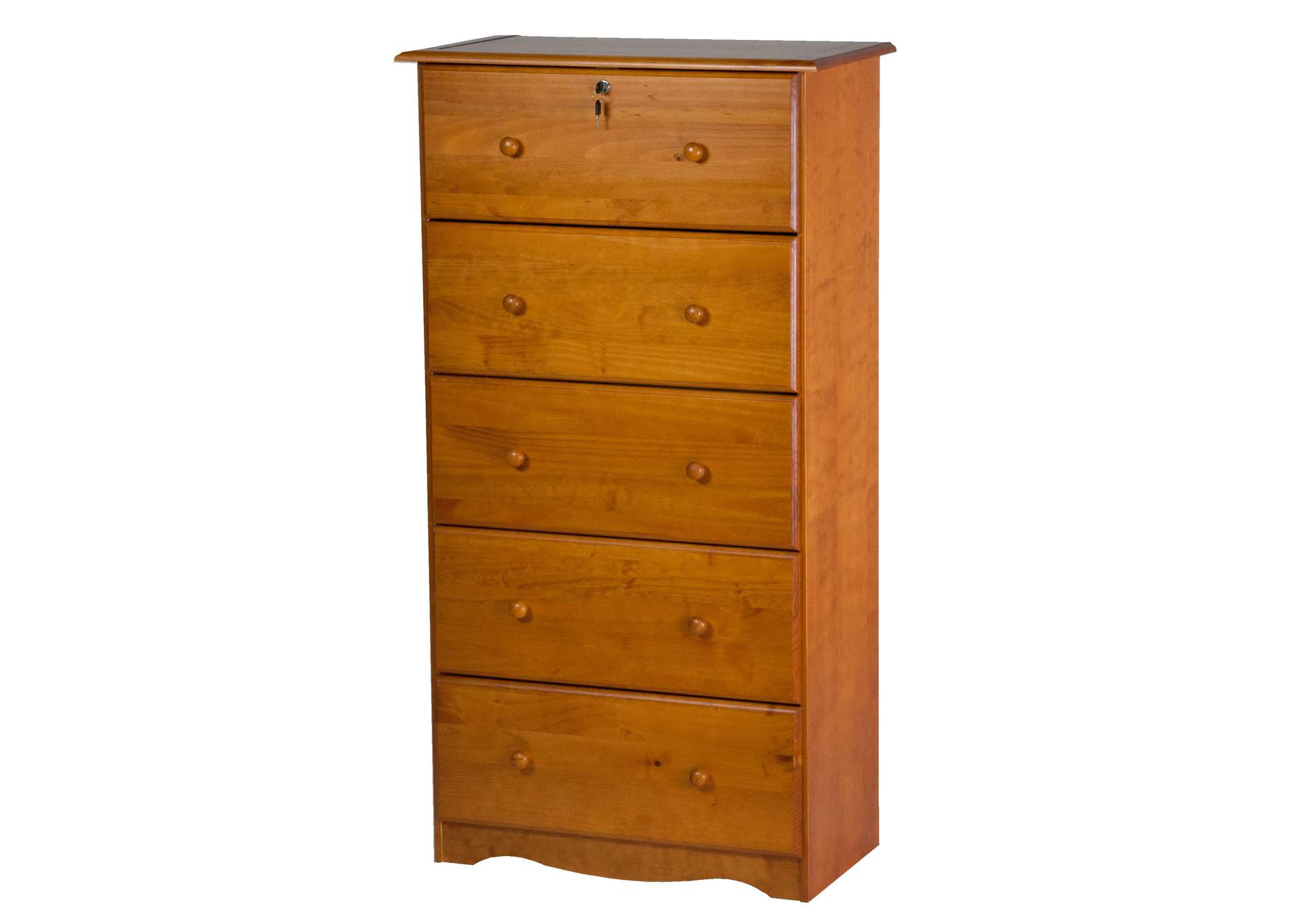 100% Solid Wood 5-Jumbo Drawer Chest with Lock image 1