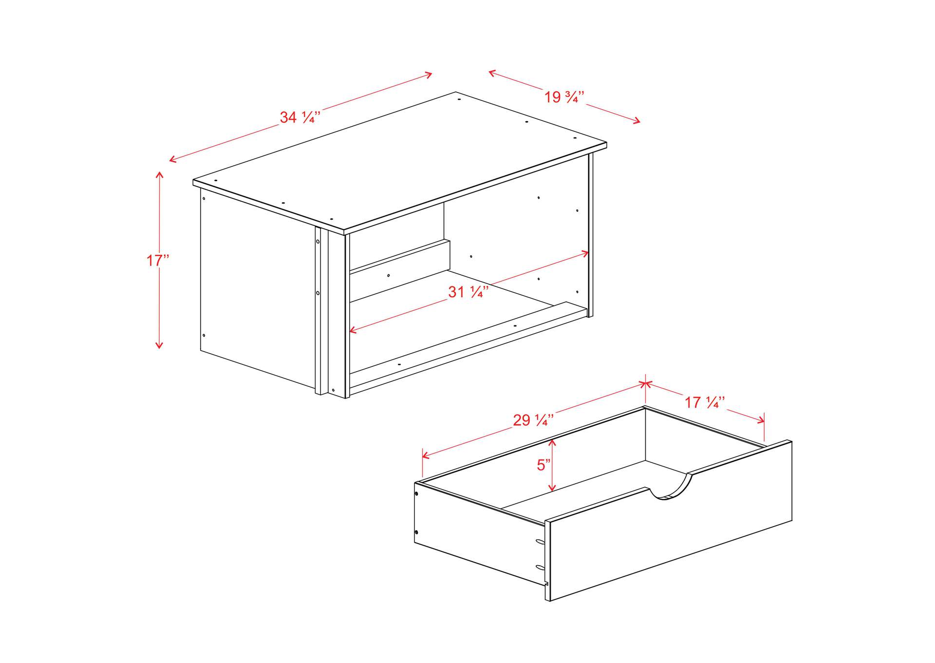 100% Solid Wood 2-Drawer Internal Chest for Kyle Wardrobe image 4