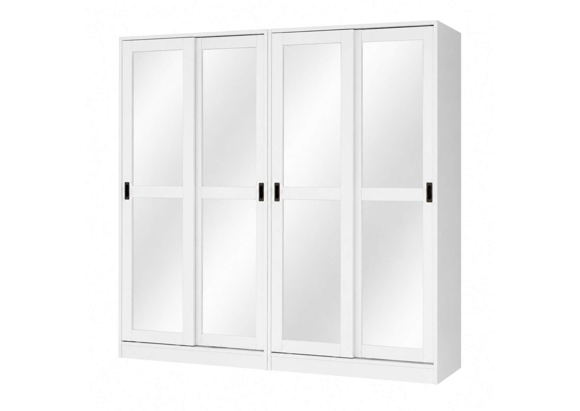 100% Solid Wood 4-Sliding Wardrobe with Mirrored Doors image 1