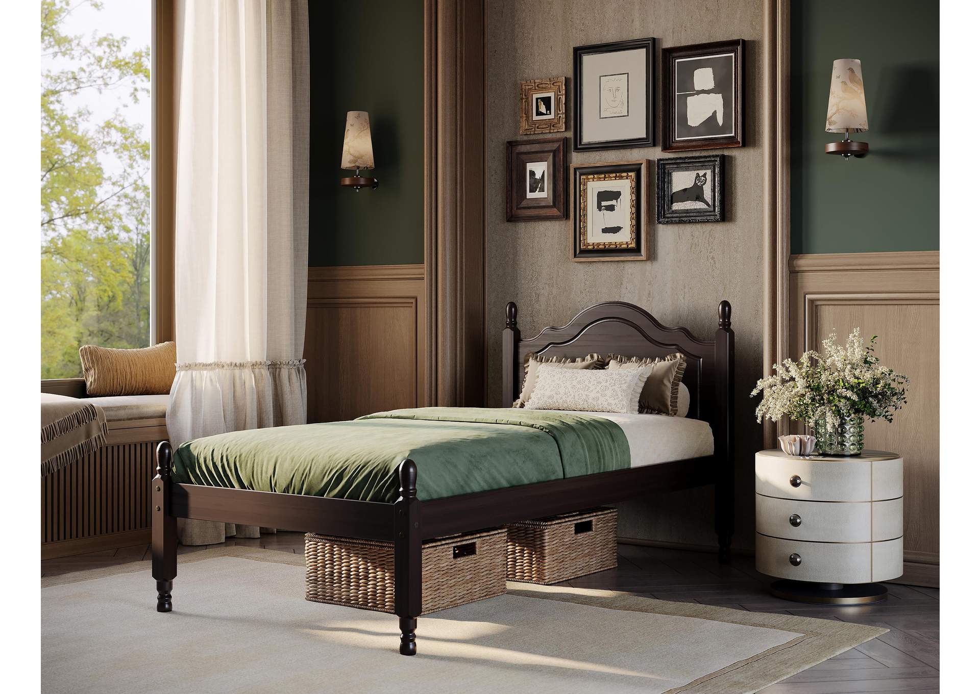 100% Solid Wood Reston Twin Bed image 1