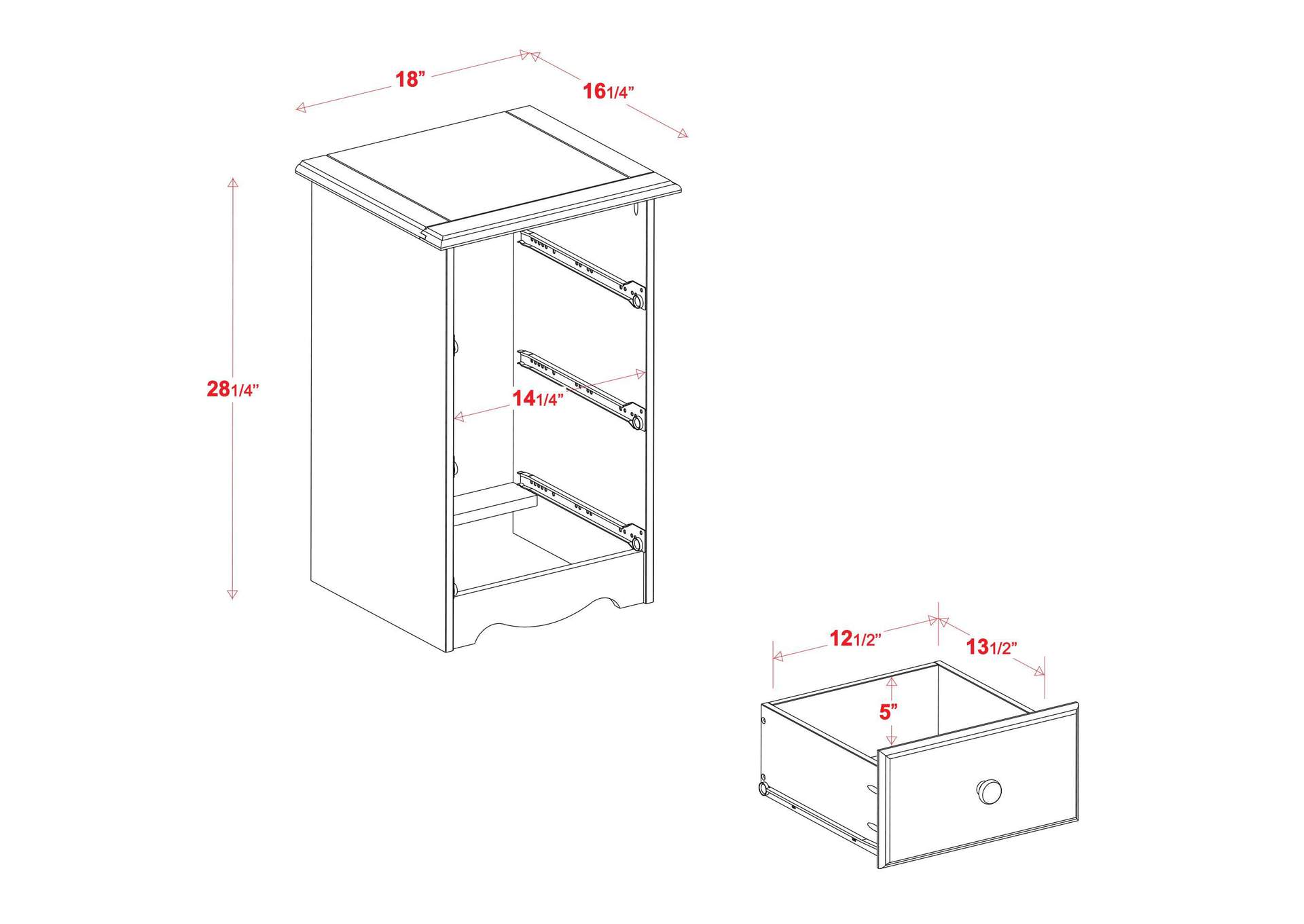 100% Solid Wood 3-Drawer Nightstand image 6