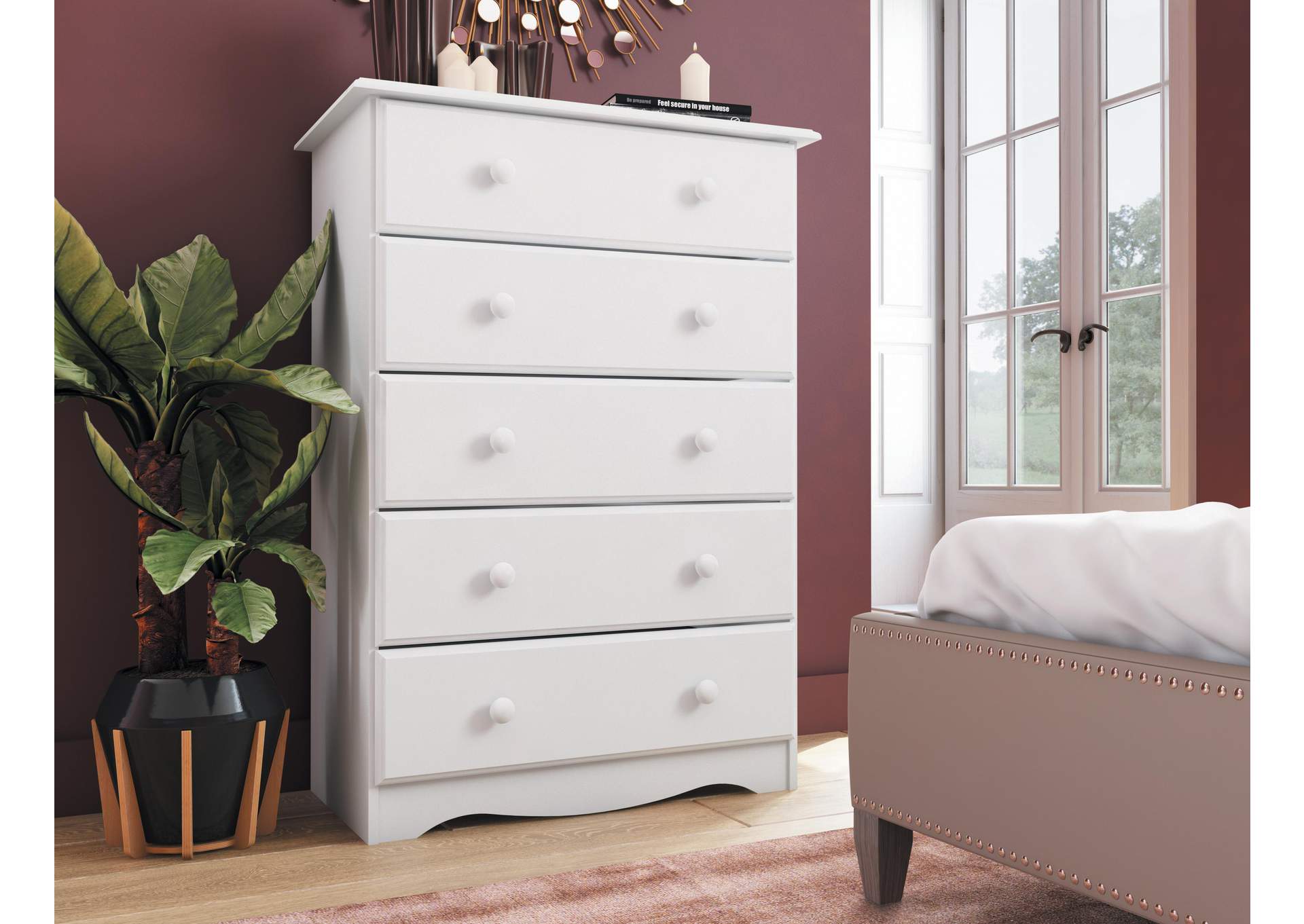 100% Solid Wood 5-Drawer Chest image 3