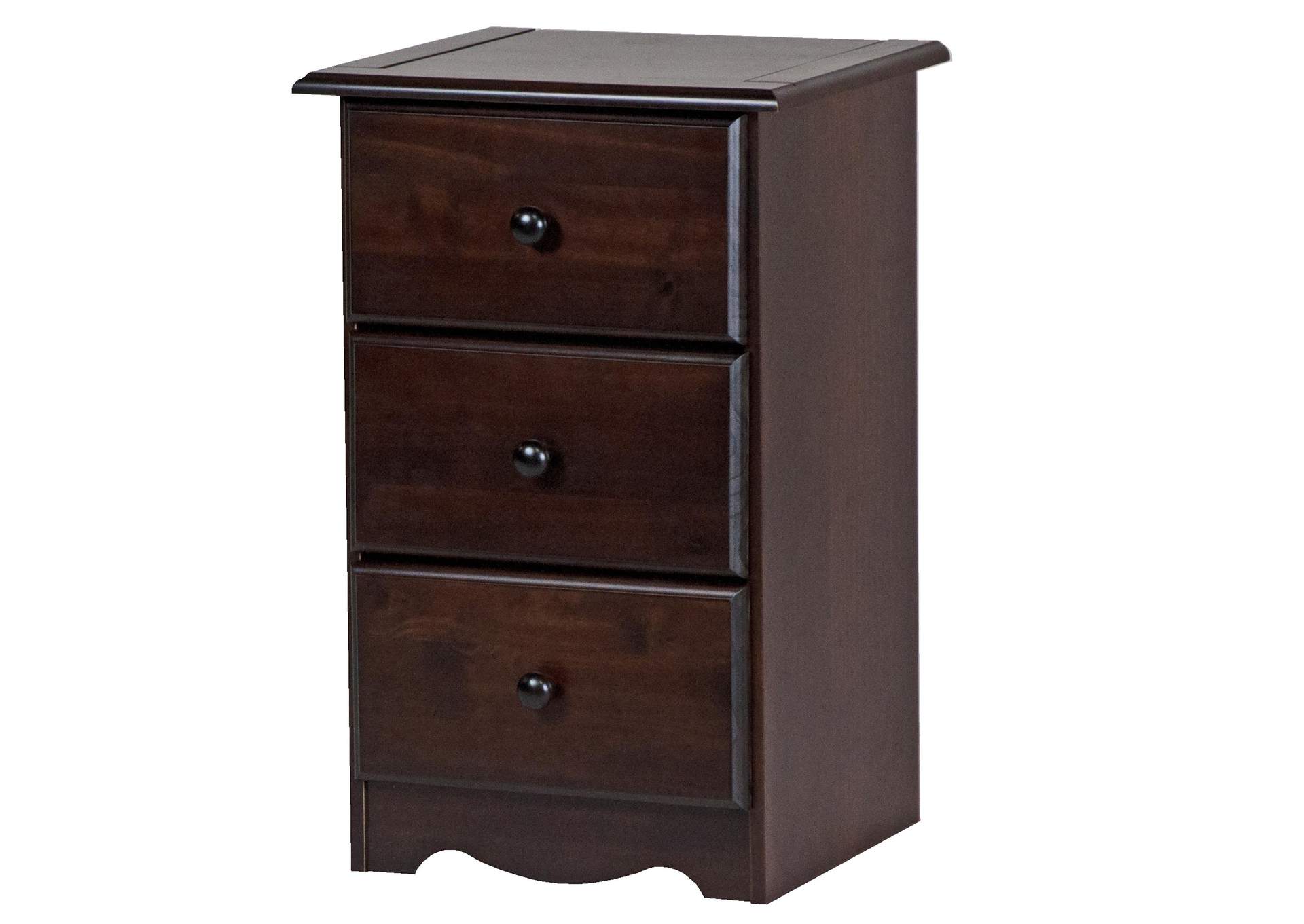 100% Solid Wood 3-Drawer Nightstand image 1