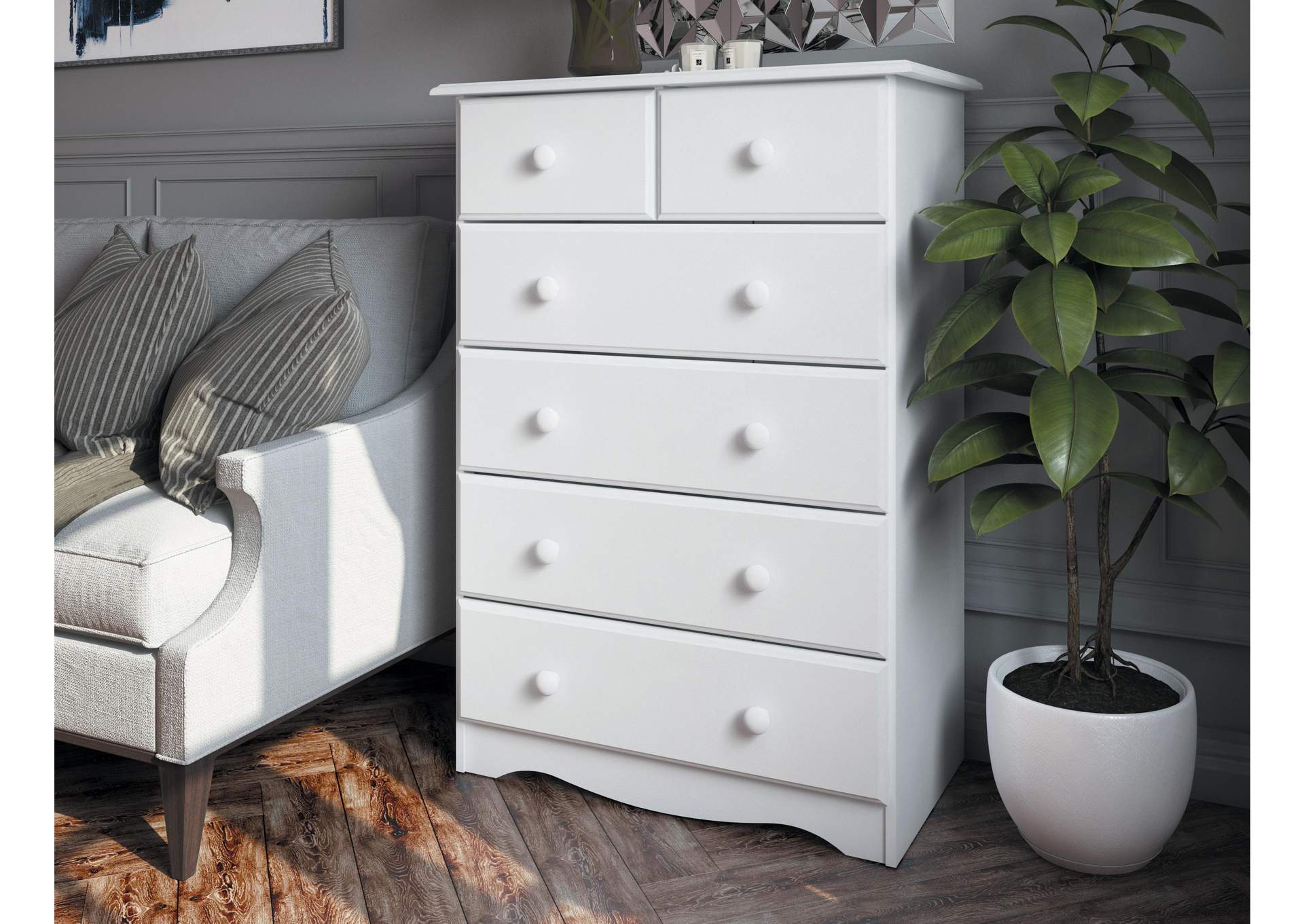 100% Solid Wood 6-Drawer Chest image 3