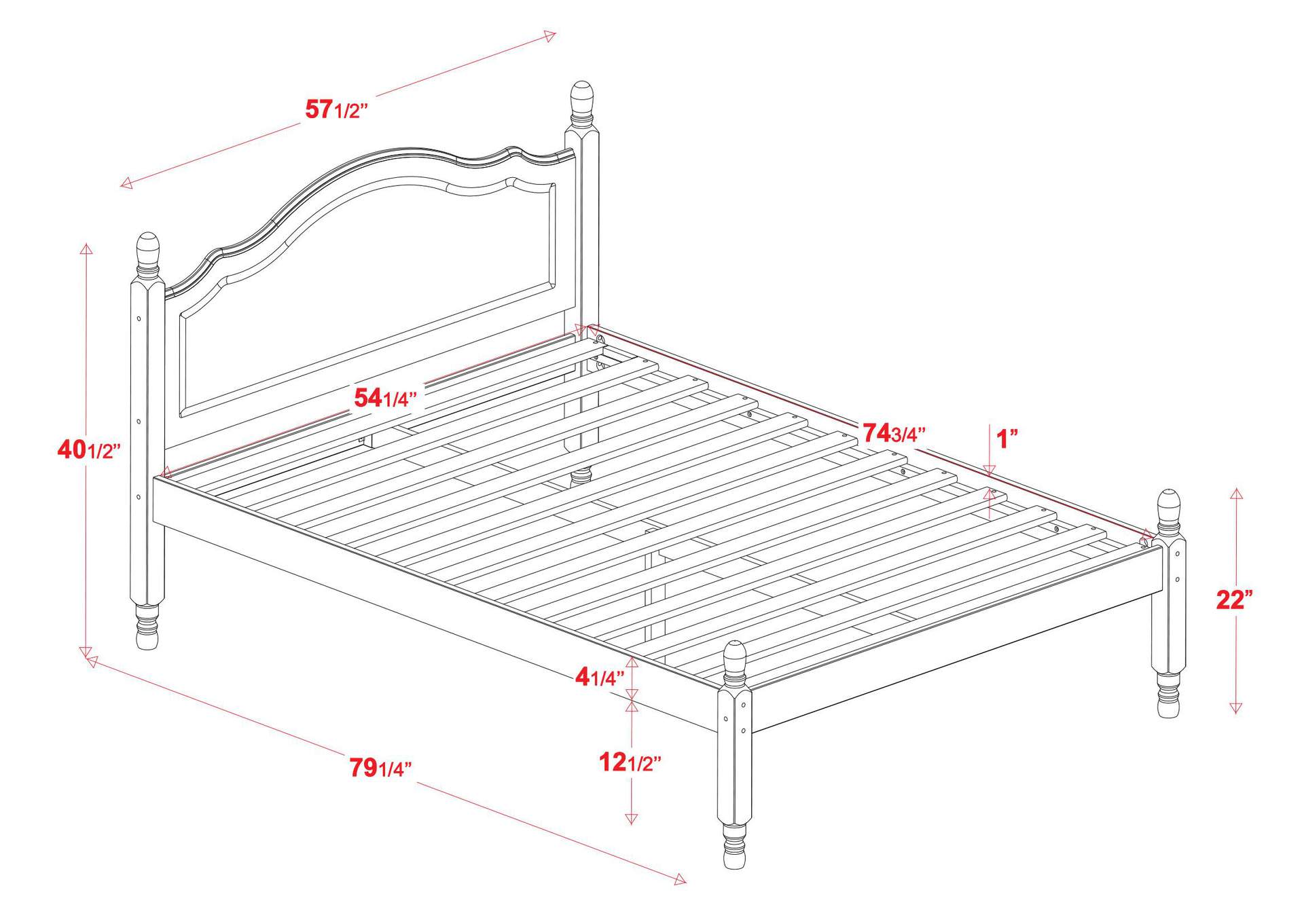 100% Solid Wood Reston Full Bed image 4