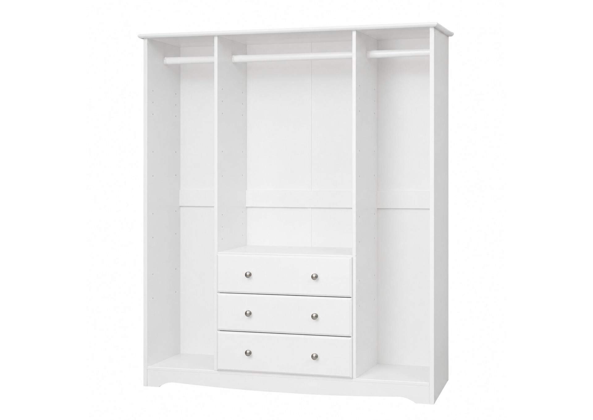 100% Solid Wood 4-Door Wardrobe Armoire with Metal Knobs – Family Collection image 5