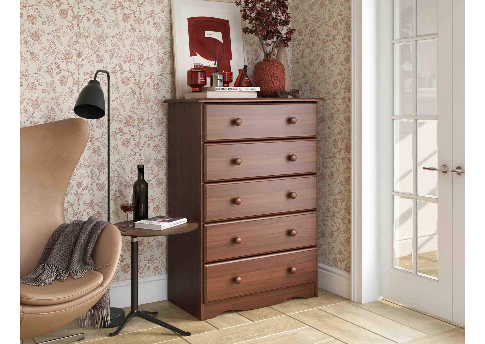 100% Solid Wood 5-Drawer Chest image 3