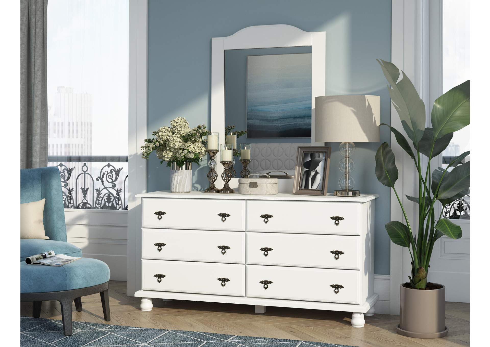 100% Solid Wood Kyle 6-Drawer Double Dresser image 3