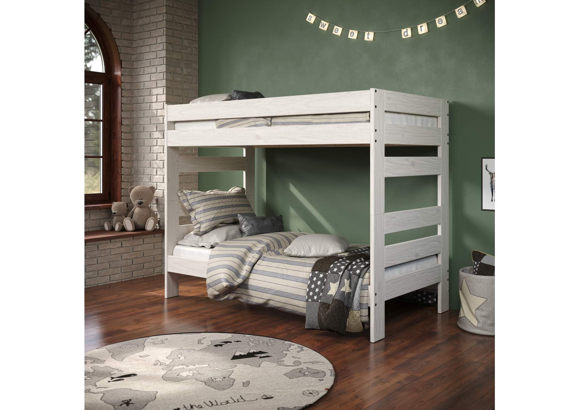 Antique White 12X Twin Stackable Bunk Bed image 1