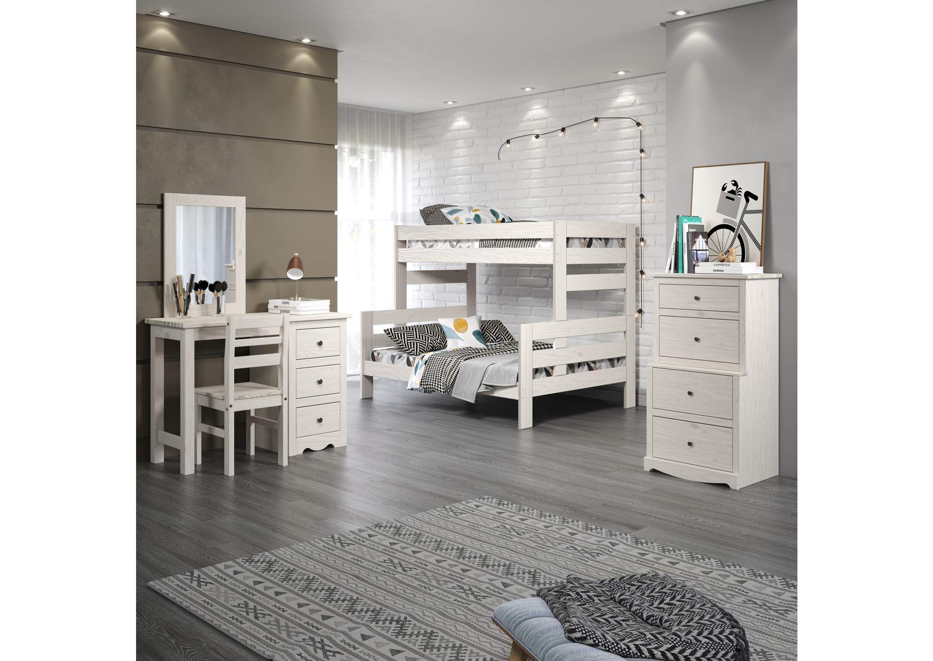 Antique White 16X Twin - Full Stackable Bunk Bed image 1