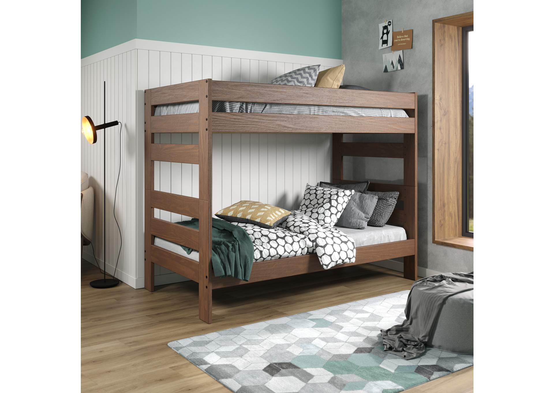 Mahogany 12X Twin Stackable Bunk Bed image 1