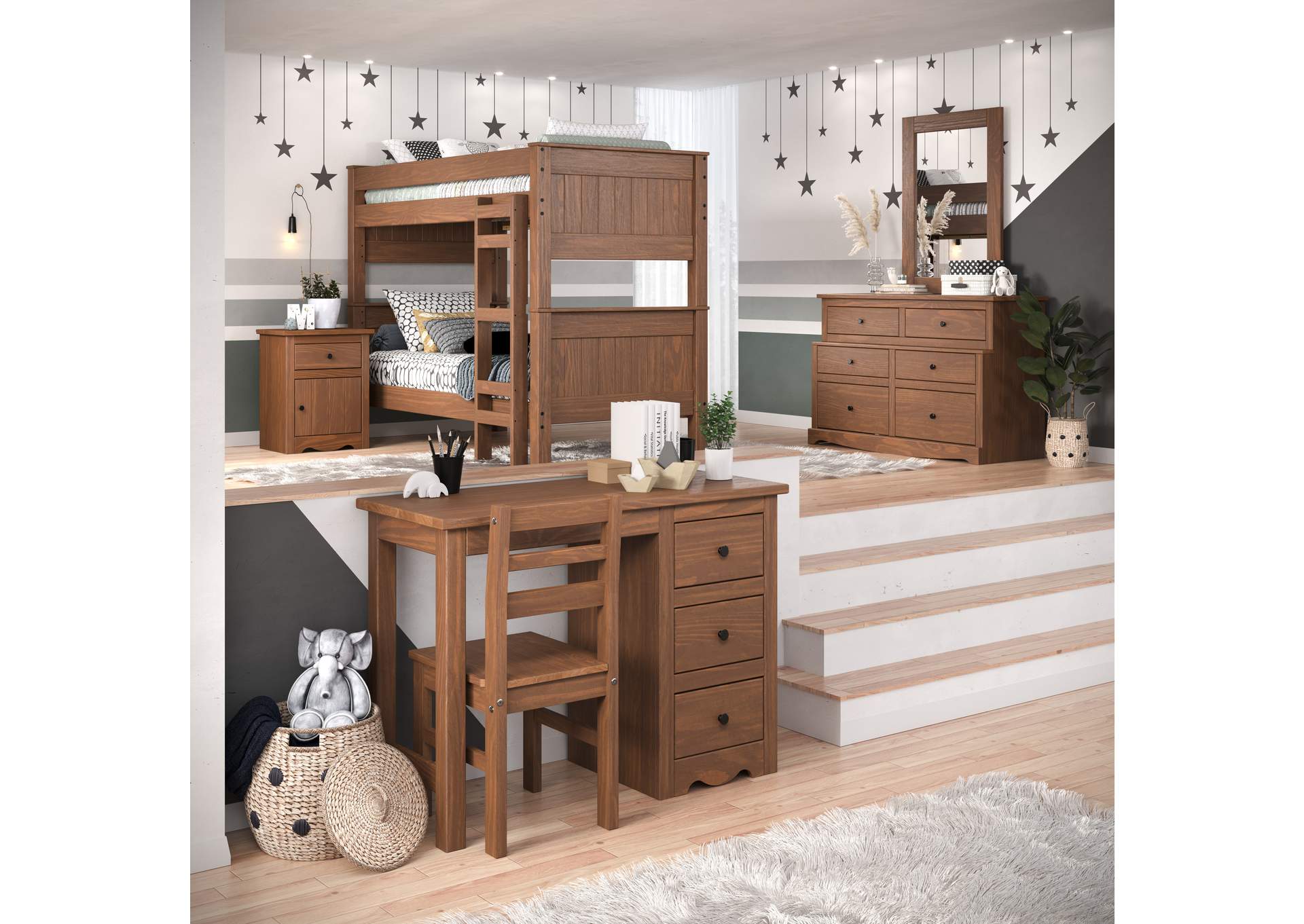 Mahogany 18X Twin - Twin Post Bunk Bed image 1