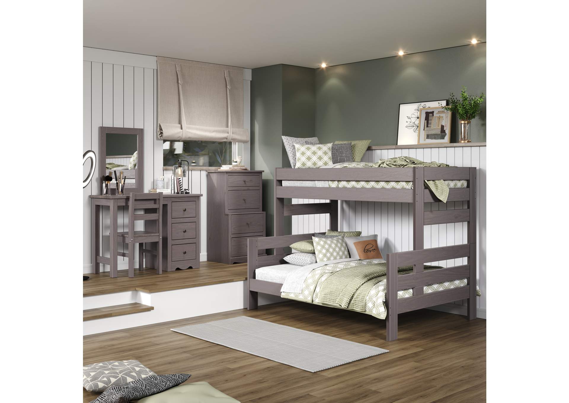 Walnut 16X Twin - Full Stackable Bunk Bed image 1