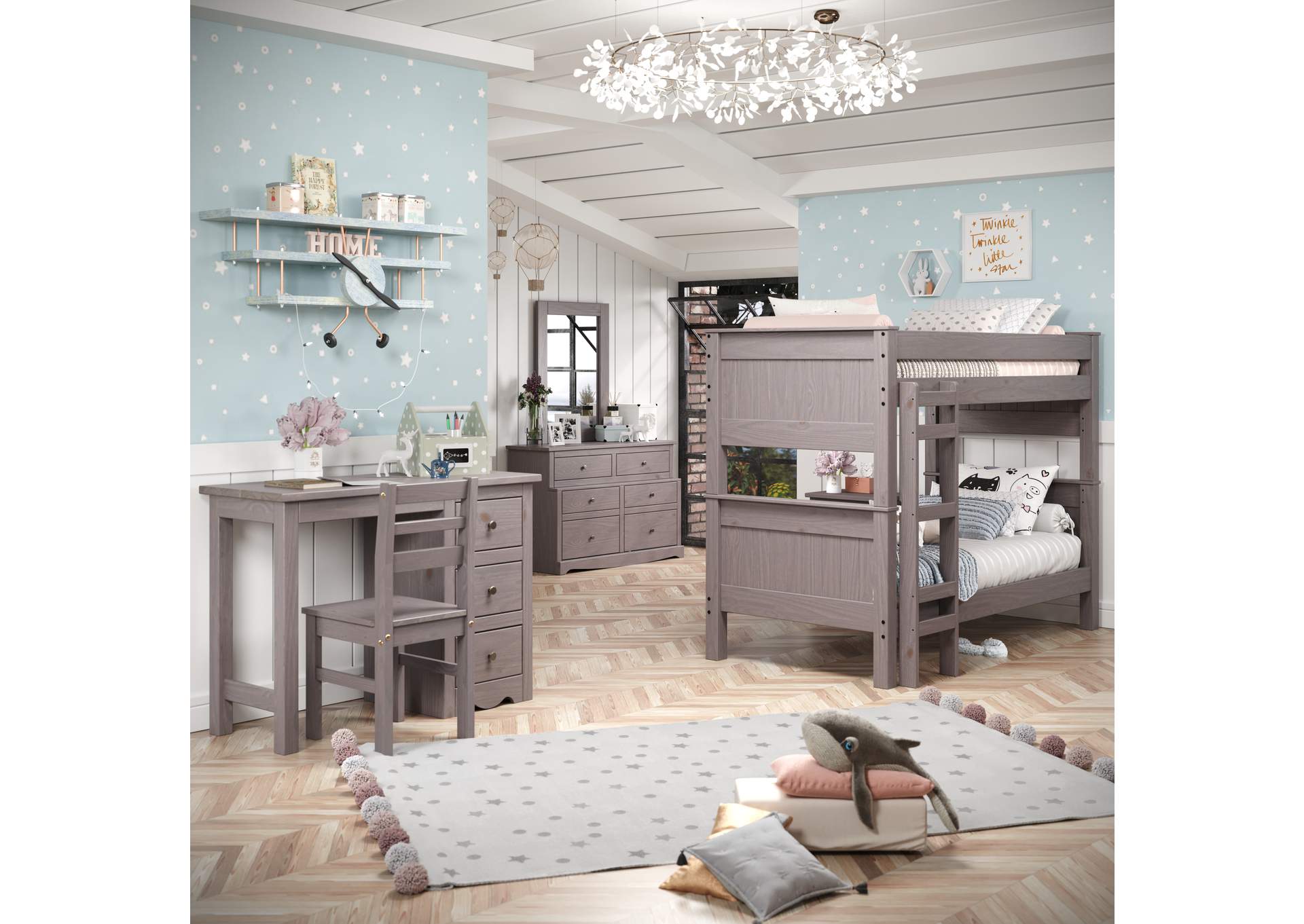 Walnut 18X Twin - Twin Post Bunk Bed image 1