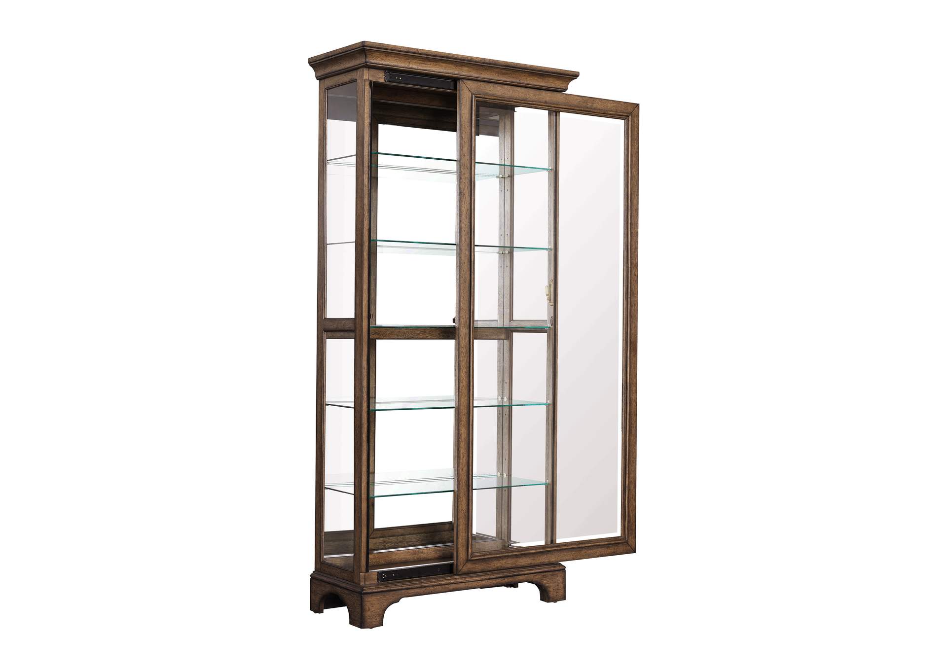 Traditional Sliding Door Curio With Glass Shelves and Led Light image 3