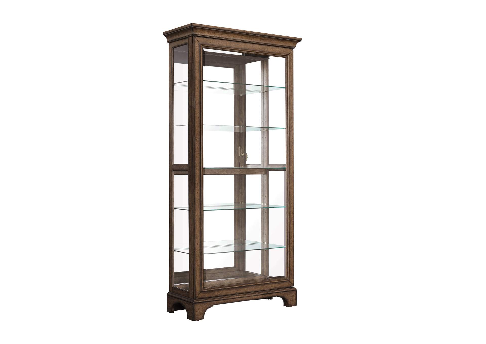 Traditional Sliding Door Curio With Glass Shelves and Led Light image 4
