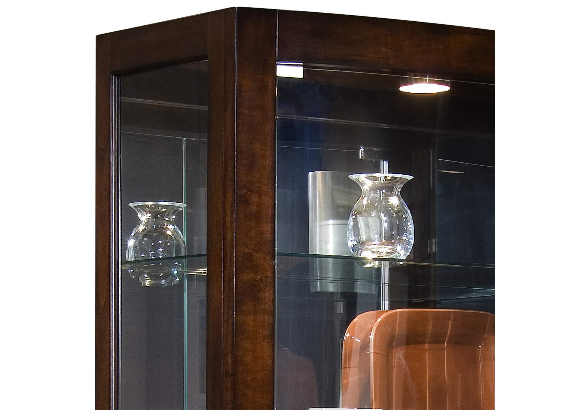 Curved Front 5 Shelf Curio Cabinet in Mahogany Brown image 3