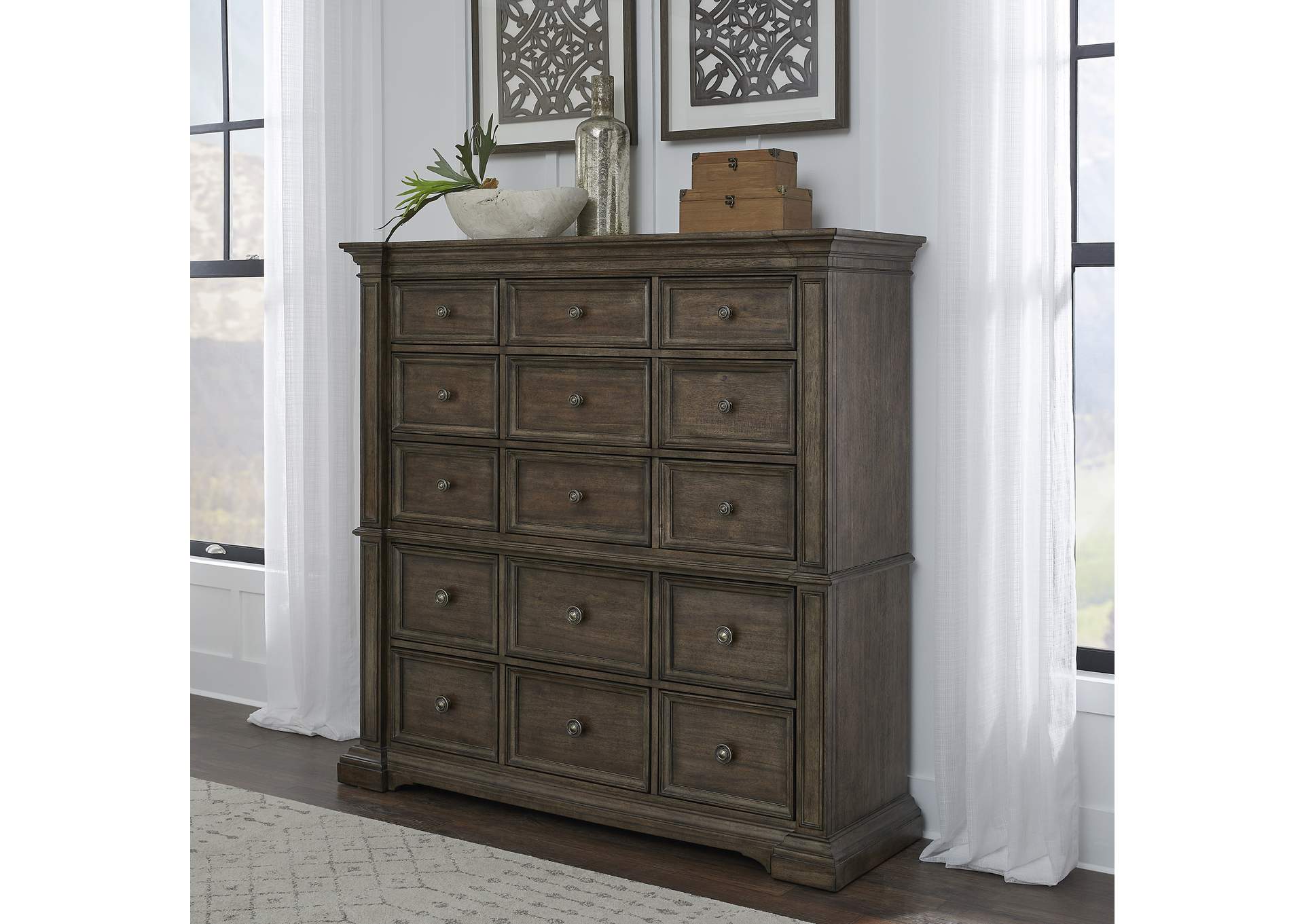 Woodbury 15 - Drawer Master Chest in Cowboy Boots Brown image 8