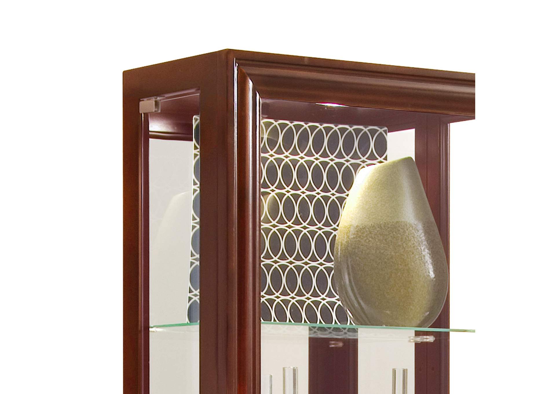 Tall Traditional 5 Shelf Curio Cabinet in Cherry Brown image 3