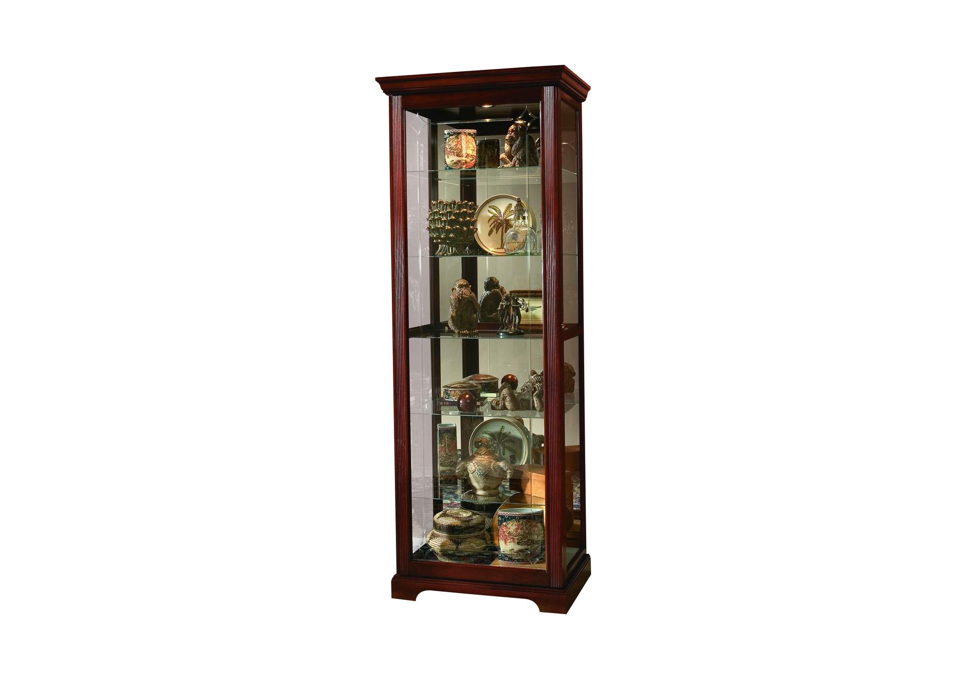 Sliding Door 5 Shelf Curio Cabinet in Victorian Brown image 3