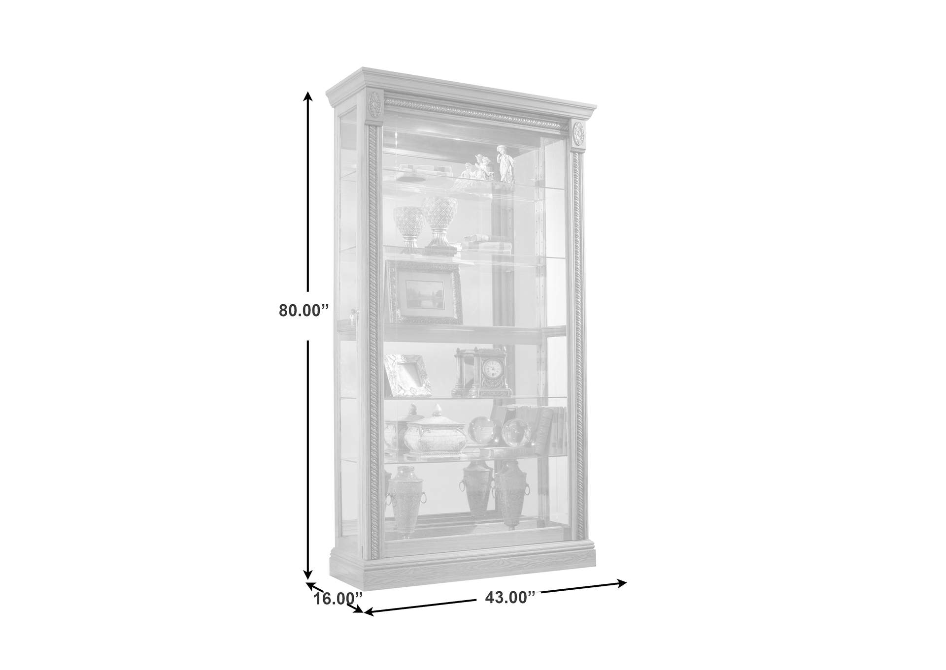 Lighted Sliding Door 5 Shelf Curio Cabinet in Maple Brown image 8