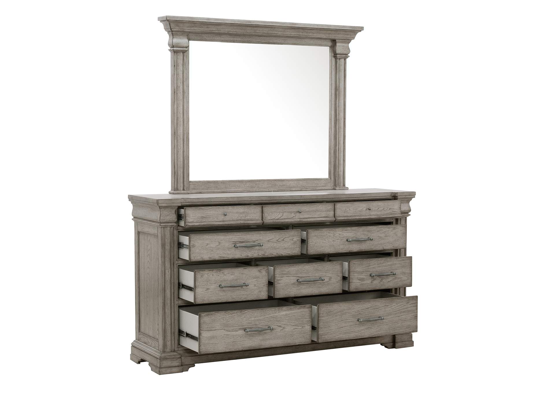 Madison Ridge 10 Drawer Dresser and Framed Mirror in Heritage Taupe image 4
