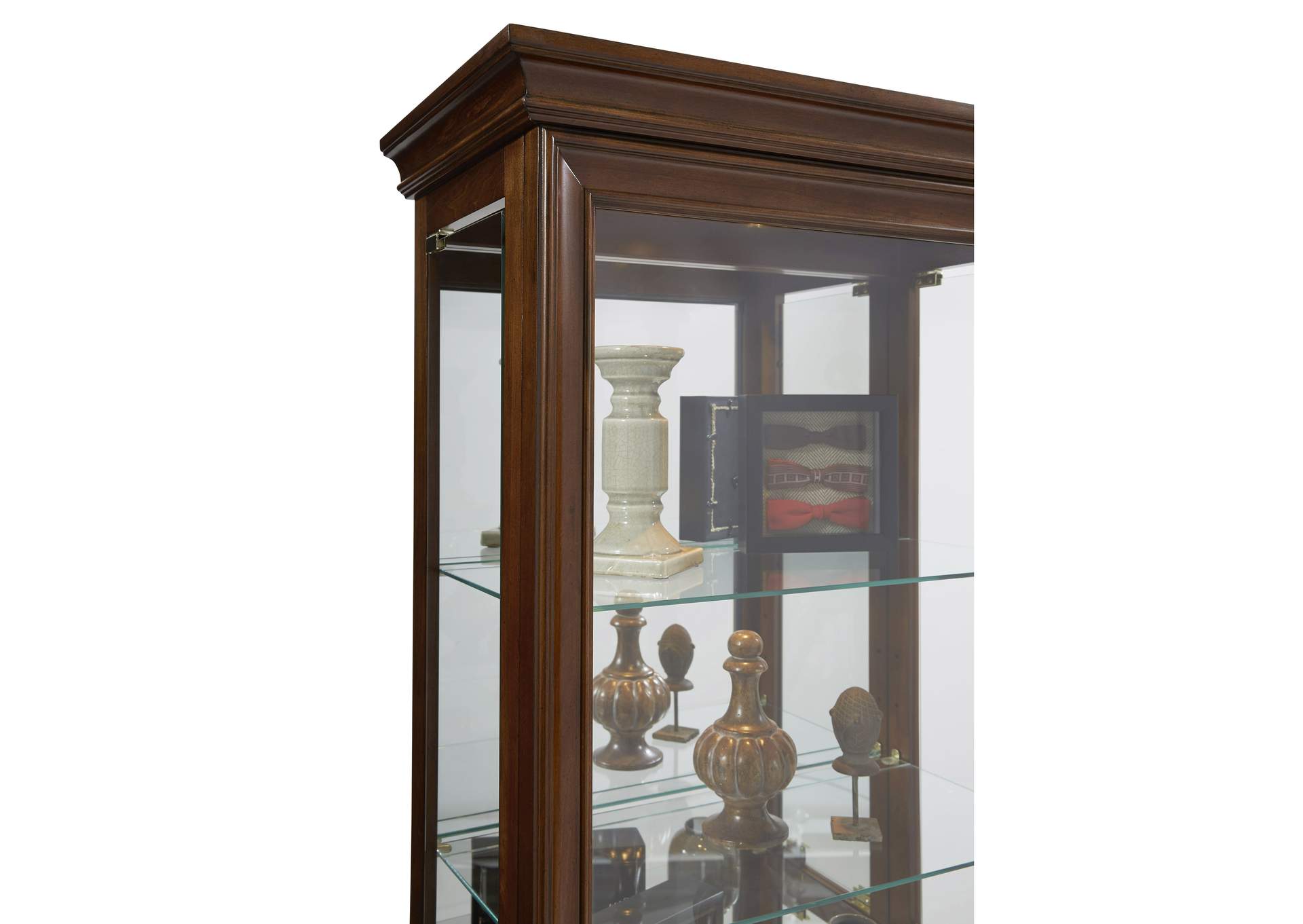 Mirrored 5 Shelf Gallery Curio Cabinet in Oak Brown image 5