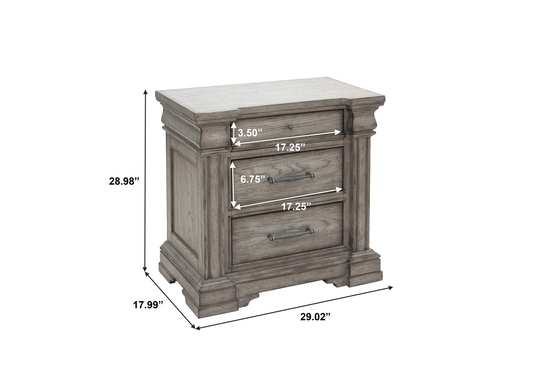 Madison Ridge 3 Drawer Nightstand in Heritage Taupe image 10
