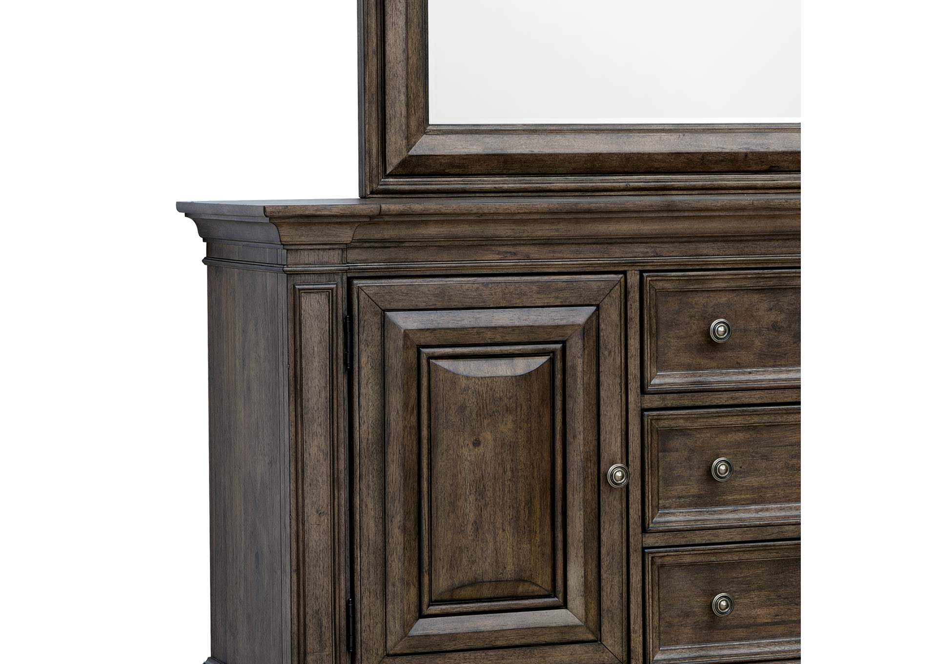 Woodbury 5 - Drawer, 2 Cabinet Dresser & Mirror Set in Cowboy Boots Brown image 7