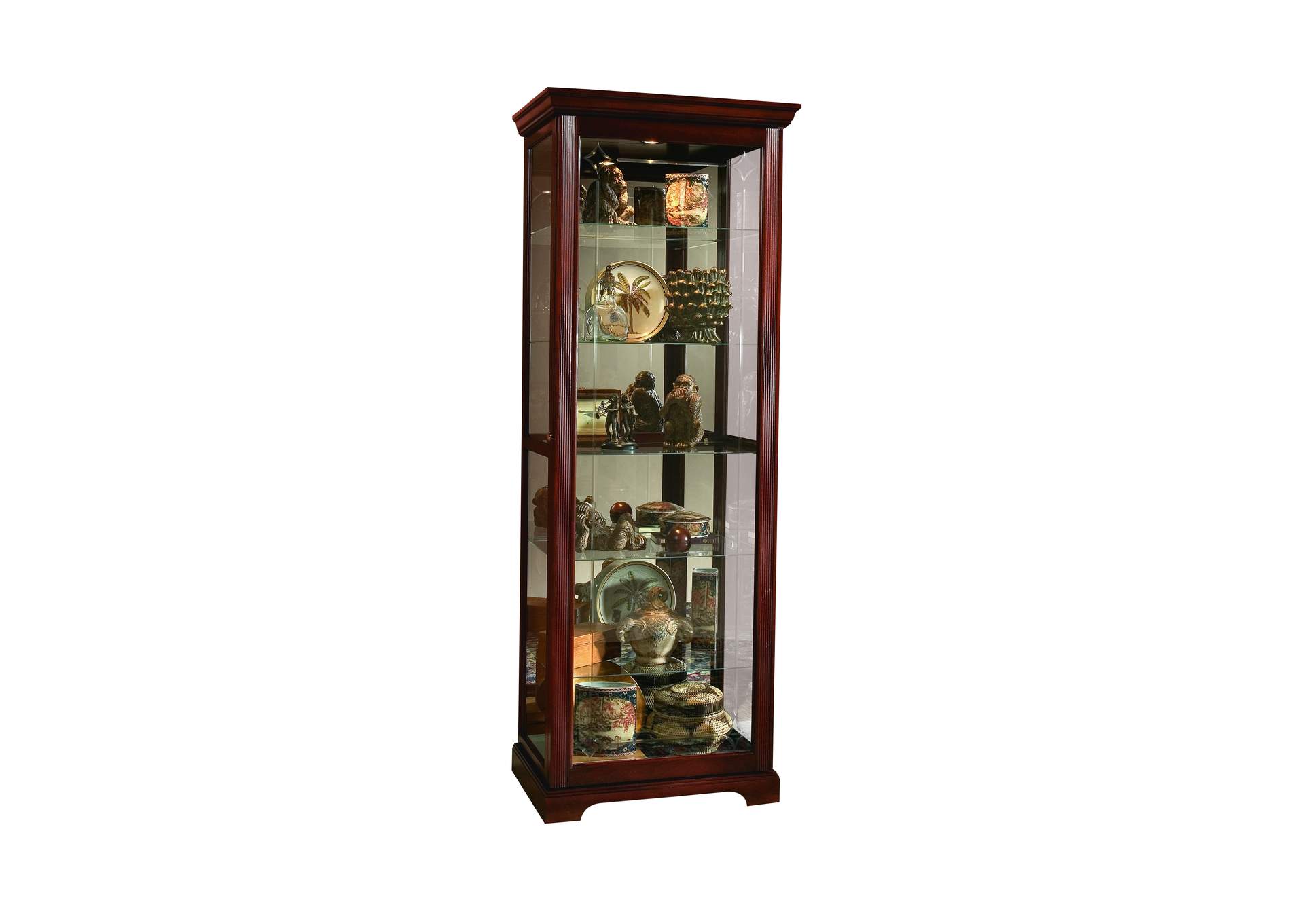 Sliding Door 5 Shelf Curio Cabinet in Victorian Brown image 1