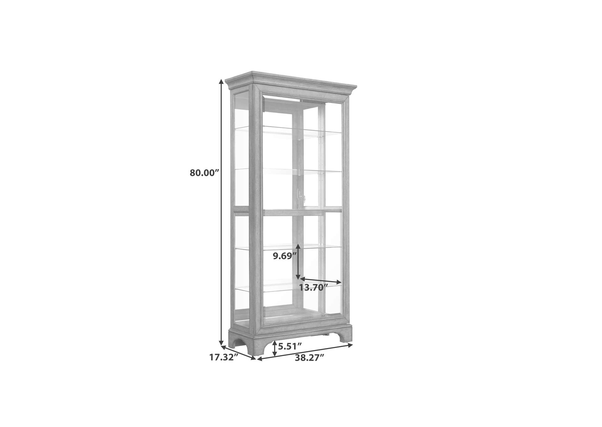 Traditional Sliding Door Curio With Glass Shelves and Led Light image 8