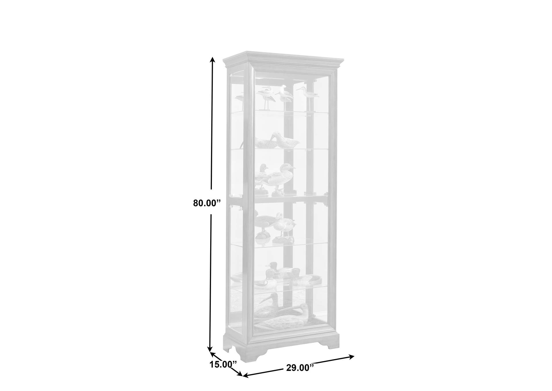 Mirrored 5 Shelf Gallery Curio Cabinet in Oak Brown image 9