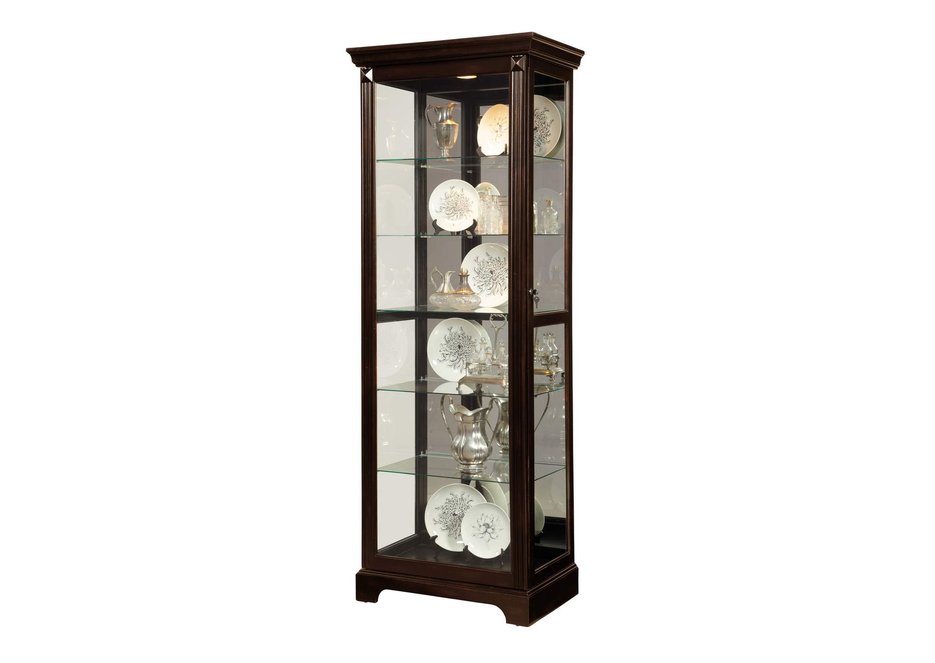 Locking Slide Door 5 Shelf Curio Cabinet in Deep Cherry Brown image 3