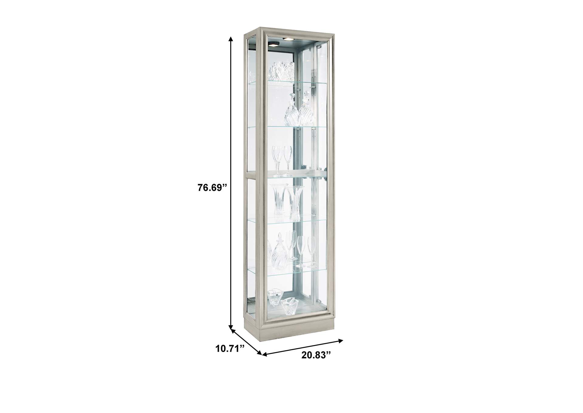 Side Entry 5 Shelf Curio Cabinet in Platinum Silver image 7