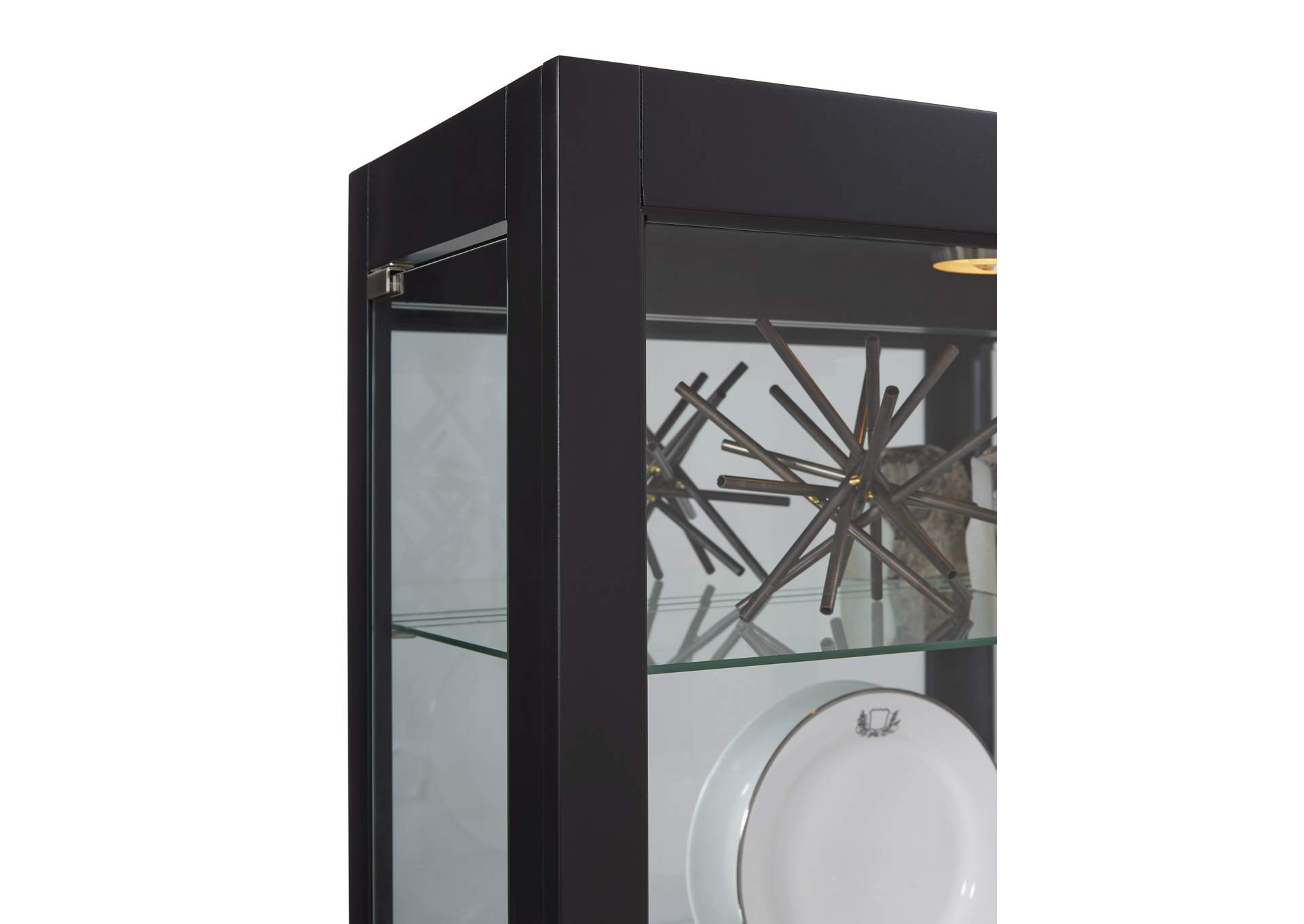 Lighted Gallery Style 5 Shelf Curio Cabinet in Onyx Black image 6