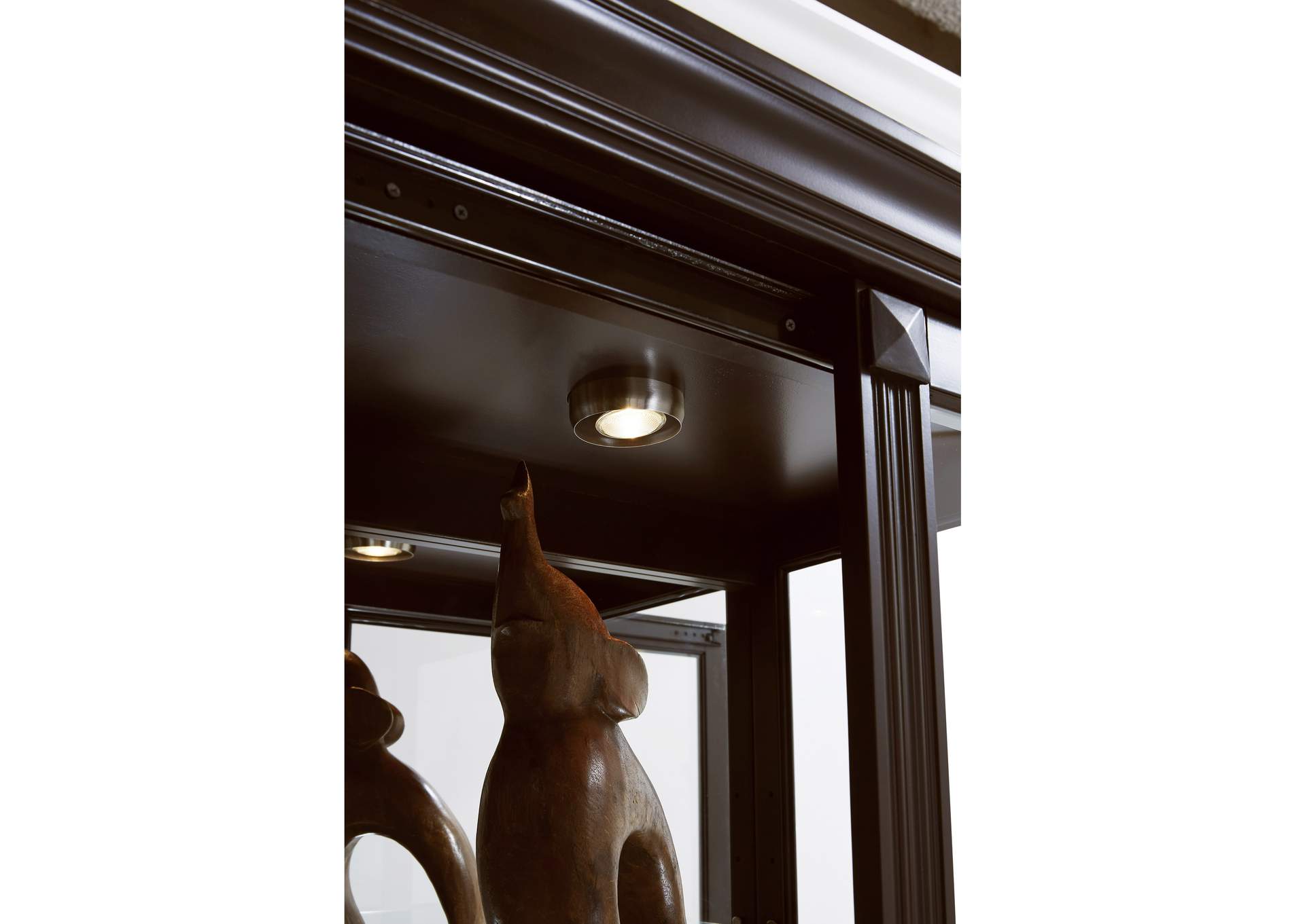 Locking Slide Door 5 Shelf Curio Cabinet in Deep Cherry Brown image 7
