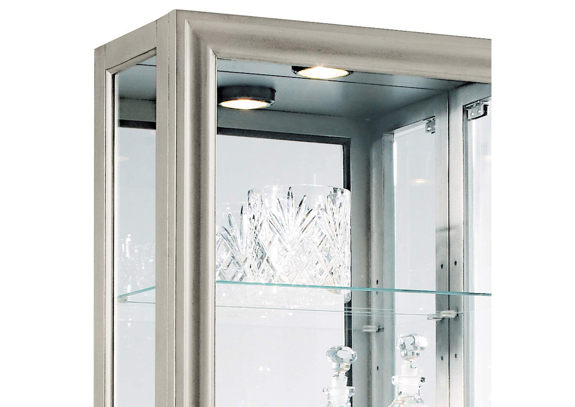 Side Entry 5 Shelf Curio Cabinet in Platinum Silver image 3
